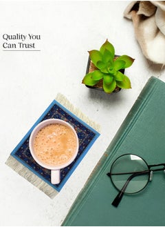 Mida Carpet Coasters 2 Pieces - Oriental Rug Design Fabric Rug Set of 2 Tassel Decorated Coasters for Table Coffee Rug (Mixed Colors - 2 Pieces)  - Image 3