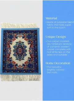 Mida Carpet Coasters 2 Pieces - Oriental Rug Design Fabric Rug Set of 2 Tassel Decorated Coasters for Table Coffee Rug (Mixed Colors - 2 Pieces)  - Image 4