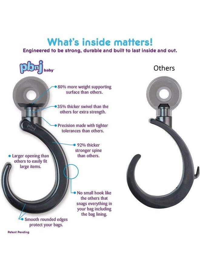 PBnJ Baby - Stroller Hooks For Hanging Diaper Bags Mommy Stroller Clip And Stroller Accessories Travel Organizer Hook For Mom Purse Shopping Grocery Bag And Accessory (2 Pack) - Image 1
