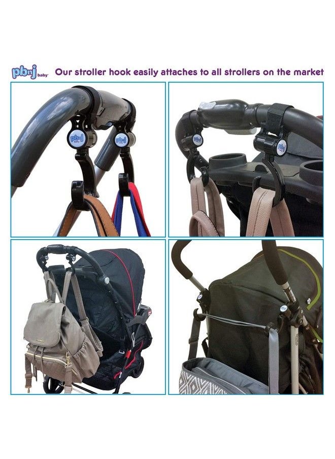 PBnJ Baby - Stroller Hooks For Hanging Diaper Bags Mommy Stroller Clip And Stroller Accessories Travel Organizer Hook For Mom Purse Shopping Grocery Bag And Accessory (2 Pack) - Image 1