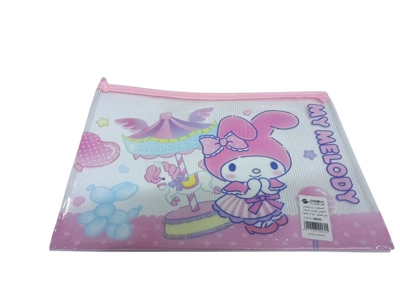 Simba Plastic Zipper File Printed Pink A4 Model M006