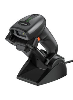 Symcode QR Industrial Bluetooth Barcode Scanner with Wireless Charging Stand, Wireless 2D 1D Bar Code Scanner Drop Protection Shock Dust Proof Hands Free Auto-Sensing Stand Barcode Scanner