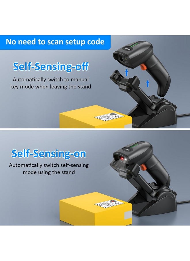 symcode - Symcode QR Industrial Bluetooth Barcode Scanner with Wireless Charging Stand, Wireless 2D 1D Bar Code Scanner Drop Protection Shock Dust Proof Hands Free Auto-Sensing Stand Barcode Scanner - Image 1