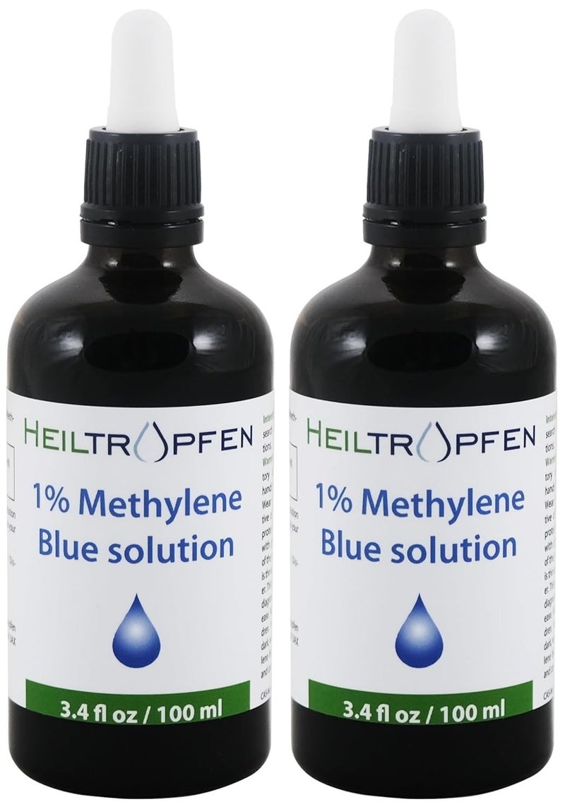 Heiltropfen 2X Methylene Blue 1% Solution | 2X 3.4 Fl Oz - 2X 100 ml | Ultra High Purity | Pharma Grade Ingredients - Third-Party Tested | Formaldehyde Free | Set of Two | Heiltropfen® - Image 1