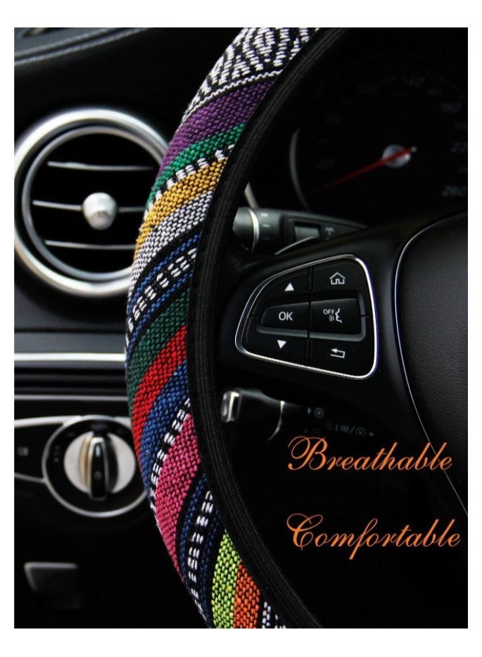 Beauenty A set of car accessories printed with an attractive design of 3 pieces, 1 steering wheel cover, 1 hand brake cover, and 1 car gear cover to decorate and protect the car interior. - Image 4