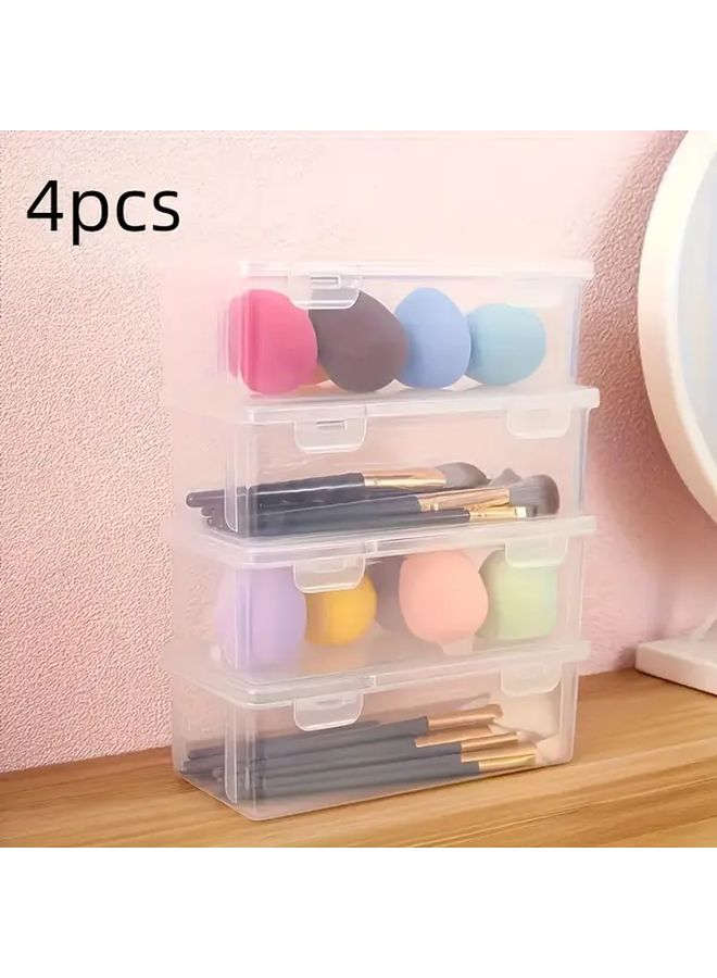 4pcs Transparent Storage Box Set with Dividers and Lids Stackable Organizer - Image 1