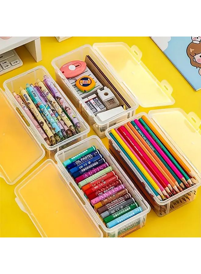 4pcs Transparent Storage Box Set with Dividers and Lids Stackable Organizer - Image 4