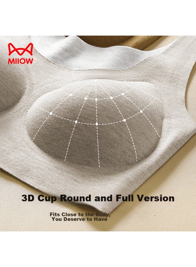 Miiow Women's Underwear, Cashmere And Silk Bra, Warm Two-in Vest-style, Wireless, Sexy, Push-up Brassiere, Oatmeal Gray, Xl