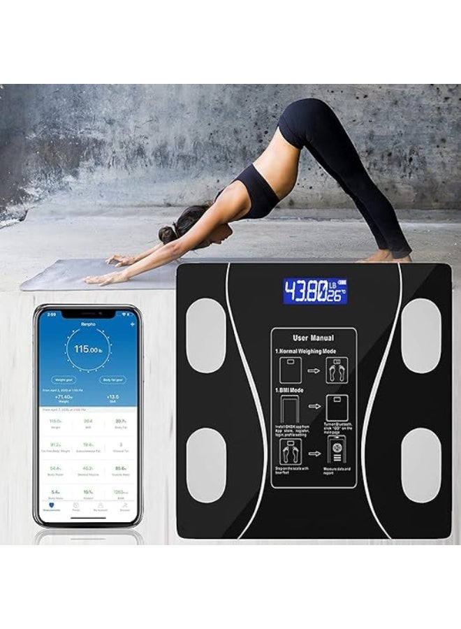 ميزان دهون الجسم الذكي الرقمي - محلل تكوين الجسم لاسلكي مع مزامنة تطبيق الهاتف عبر البلوتوث - عملي ومثالي لمتابعة الصحة - Image 3