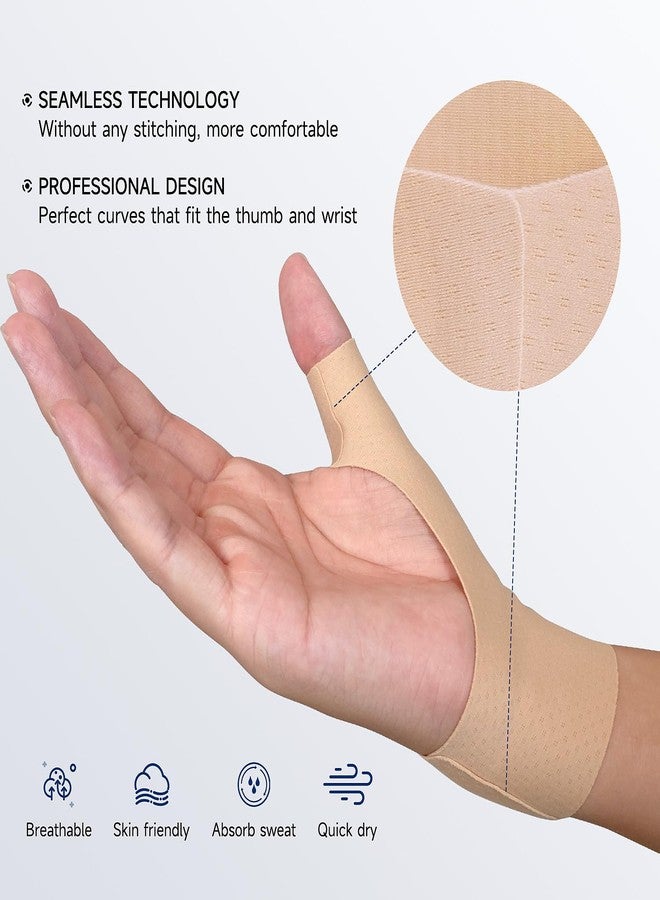 Hocafer Thumb Wrist Brace Compression Sleeve - Soft Elastic Thumb Protector Support for Relieving Pain, Arthritis(Toasted Almond, L, 2 Pack) - Image 3
