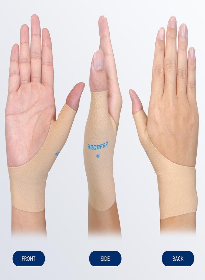 Hocafer Thumb Wrist Brace Compression Sleeve - Soft Elastic Thumb Protector Support for Relieving Pain, Arthritis(Toasted Almond, L, 2 Pack) - Image 4