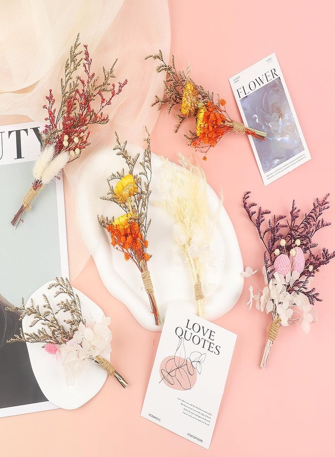 باقة زهور مجففة صغيرة بوهيمية مكونة من 10 قطع، زهور مجففة، باقات صغيرة، نباتات طبيعية حقيقية صغيرة لتزيين طاولات حفلات الزفاف، علب الهدايا، تزيين الكيك والزجاجات، زينة المزهريات المنزلية، أعمال يدوية (بيلي بول) - Image 5