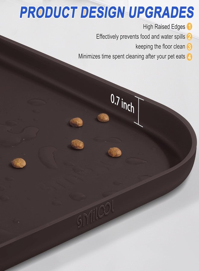SMILOOL Silicone Pet Feeding Mat with Raised Edge, Dog Cat Bowl Mats for Food and Water, Pet Placemat for Floors Waterproof, 19” x 12” x 0.7” Brown - Image 4