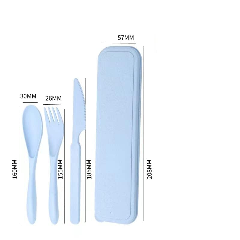 PRAMANTA Pack of 3Set Wheat Straw Cutlery Set Spoon Fork and Knife with Case Portable UtensilsCutlery Set Tableware Camping Utensils Set for All Dishwasher Safe - Image 4