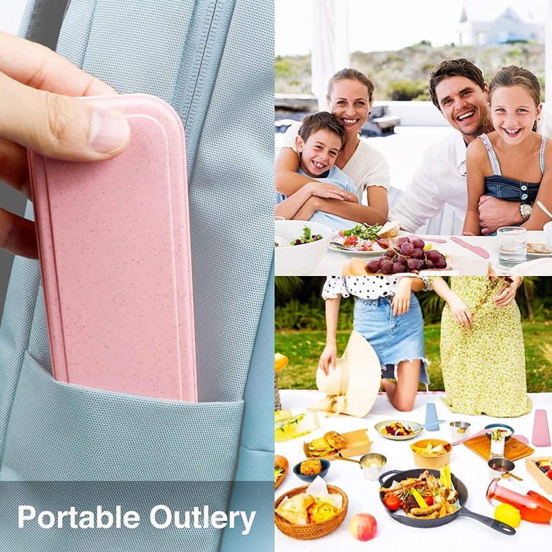 PRAMANTA Pack of 3Set Wheat Straw Cutlery Set Spoon Fork and Knife with Case Portable UtensilsCutlery Set Tableware Camping Utensils Set for All Dishwasher Safe - Image 5