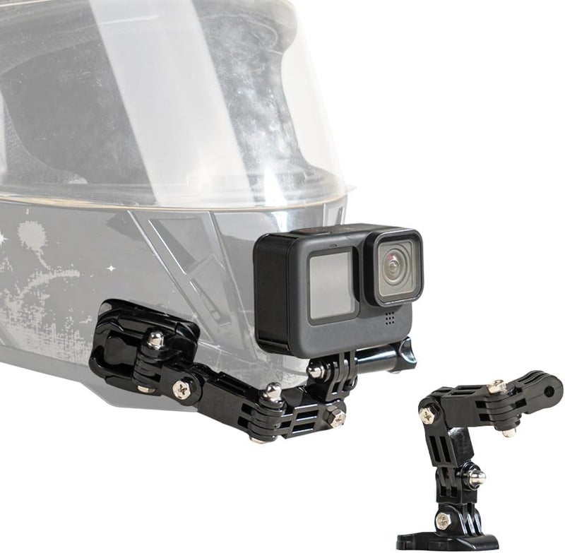 SHOPEE 4-Way Motorcycle Helmet Chin Mount for Hero 13/12/11/10/9/8/7, Osmo Action 3 & 4 SJCAM,Insta 360 & Other 4K Sports Cameras- Waterproof 3M Adhesive - Lightweight & Durable - Ideal for Bikers - Image 1
