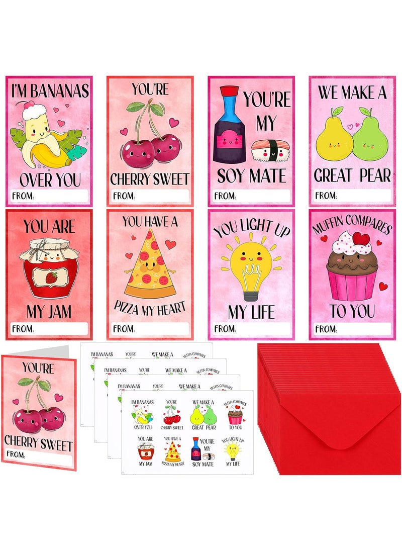 Geyoga Geyoga 32 Pack Valentines Pun Postcards with Envelopes and Stickers 59 x 39 Inch Funny Assorted Greeting Cards Bulk for Valentines Day Anniversary Romantic Date Gift  - Image 1