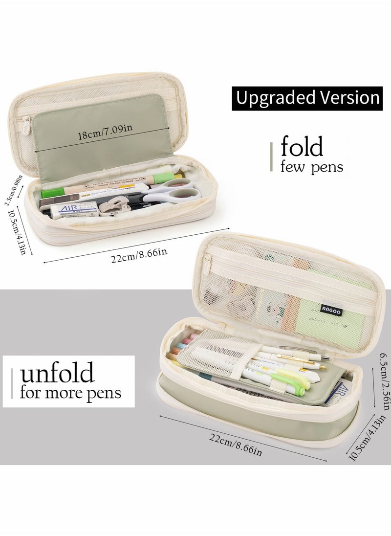 بيوينتي Big Capacity Pencil Case, Large Case for School Office College, Fashion Portable Storage Bag Boys and Girls (Green)  - Image 2