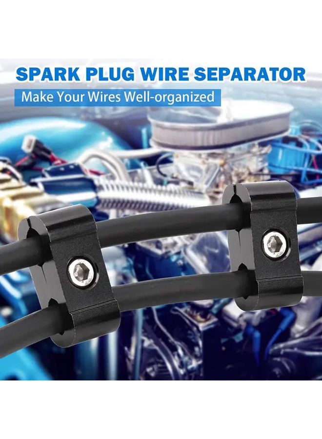 Black 4pcs Aluminum Alloy Spark Plug Wire Separator Divider Set - Image 5