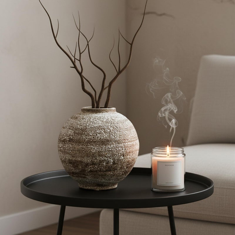 DIF DECO Ceramic Farmhouse Vase Rustic Decor,Pottery Decorative Flower Vases for Home Decor,Boho Vase for Table, Living Room,Bathroom,Shelf,Mantel Decoration,5.5 inch - Image 3
