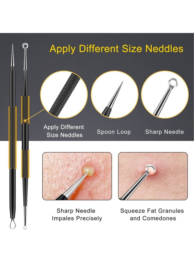 Generic - Pimple Popper Tool Kit, 10Pcs Blackhead Remover Comedone Extractor Tweezers Kit with Metal Case for Quick and Easy Removal of Pimples, Blackheads, Zit Removing, Forehead, Facial Nose Black - Image 1