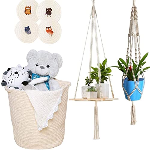 BallHull 1/4 Inch Natural Cotton Rope, White Craft Rope Clothesline, Used for DIY Rope Baskets, Handicrafts, Candle Wicks, etc, 6MM, 52 Feet. - Image 5