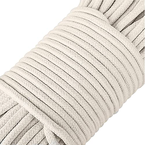 BallHull 1/4 Inch Natural Cotton Rope, White Craft Rope Clothesline, Used for DIY Rope Baskets, Handicrafts, Candle Wicks, etc, 6MM, 52 Feet. - Image 2