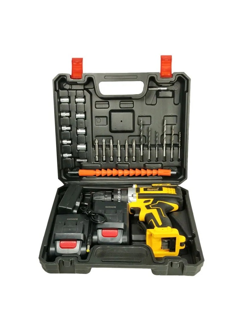 روكسون طقم مثقاب ومفك براغي لاسلكي 21 فولت مع بطاريتين ليثيوم أيون 1500 مللي أمبير، مثقاب كهربائي بسرعات متغيرة، 25+1 إعداد لعزم الدوران، مجموعة رؤوس مثقاب ومفك براغي، شاحن سريع، حقيبة حمل - RX21VCD - Image 3