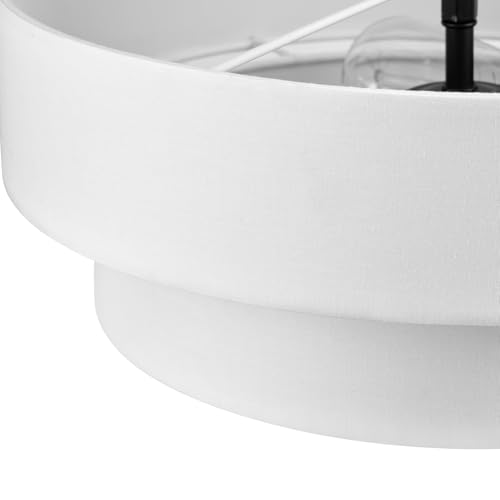 Globe Electric 66000138 2-Light Semi-Flush Mount Ceiling Light, Matte Black, 2-Tier, White Linen Shade, Home Improvement, Dining Room, Kitchen - Image 5