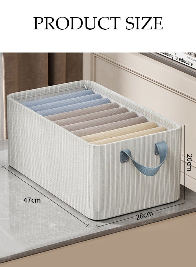 DUNISO 3 Pieces Wardrobe Clothing Storage Box Set, Visible Linen Storage Box, Foldable Wardrobe Storage Basket With Metal Frame, Sturdy Handle, Clothes And Toy Storage Box, Washable Storage Box - Image 3