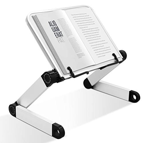 MNKXL Book Stand Multifunctional Adjustable Laptop Stand Book Holder Tray with Clips Ergonomic Multi Heights Angles Adjustable Cooking Bookstand for Textbook Recipe Magazine Laptop Tablet Portable - Image 1