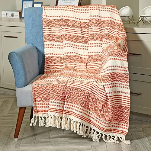 SASHAA WORLD Geometric Blanket | Throw for Living Room, Sofa, Bed, Chair, Picnic & Used for Gift | Red and White Blanket | 1200g, 125x150 cm - Image 2