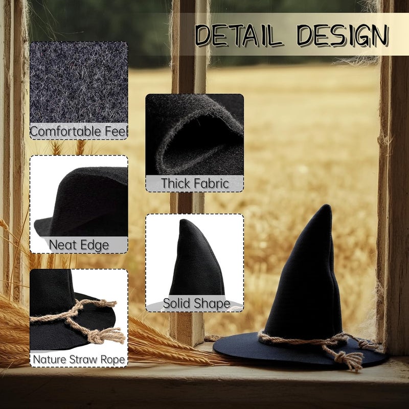gagift world Scarecrow Hat, Novelty Black Witch Wizard Hillbilly Oktoberfest Peasant Hats Costume Accessory for Halloween - Image 5