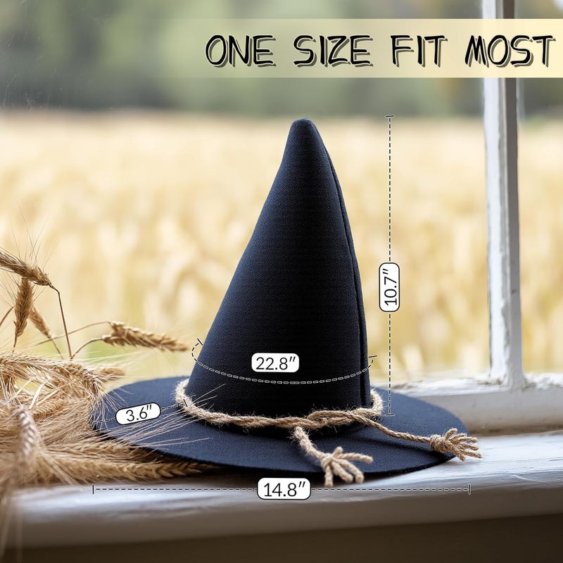 gagift world Scarecrow Hat, Novelty Black Witch Wizard Hillbilly Oktoberfest Peasant Hats Costume Accessory for Halloween - Image 4