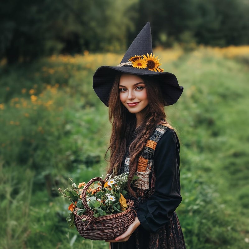 gagift world Scarecrow Hat, Novelty Black Witch Wizard Hillbilly Oktoberfest Peasant Hats Costume Accessory for Halloween - Image 3