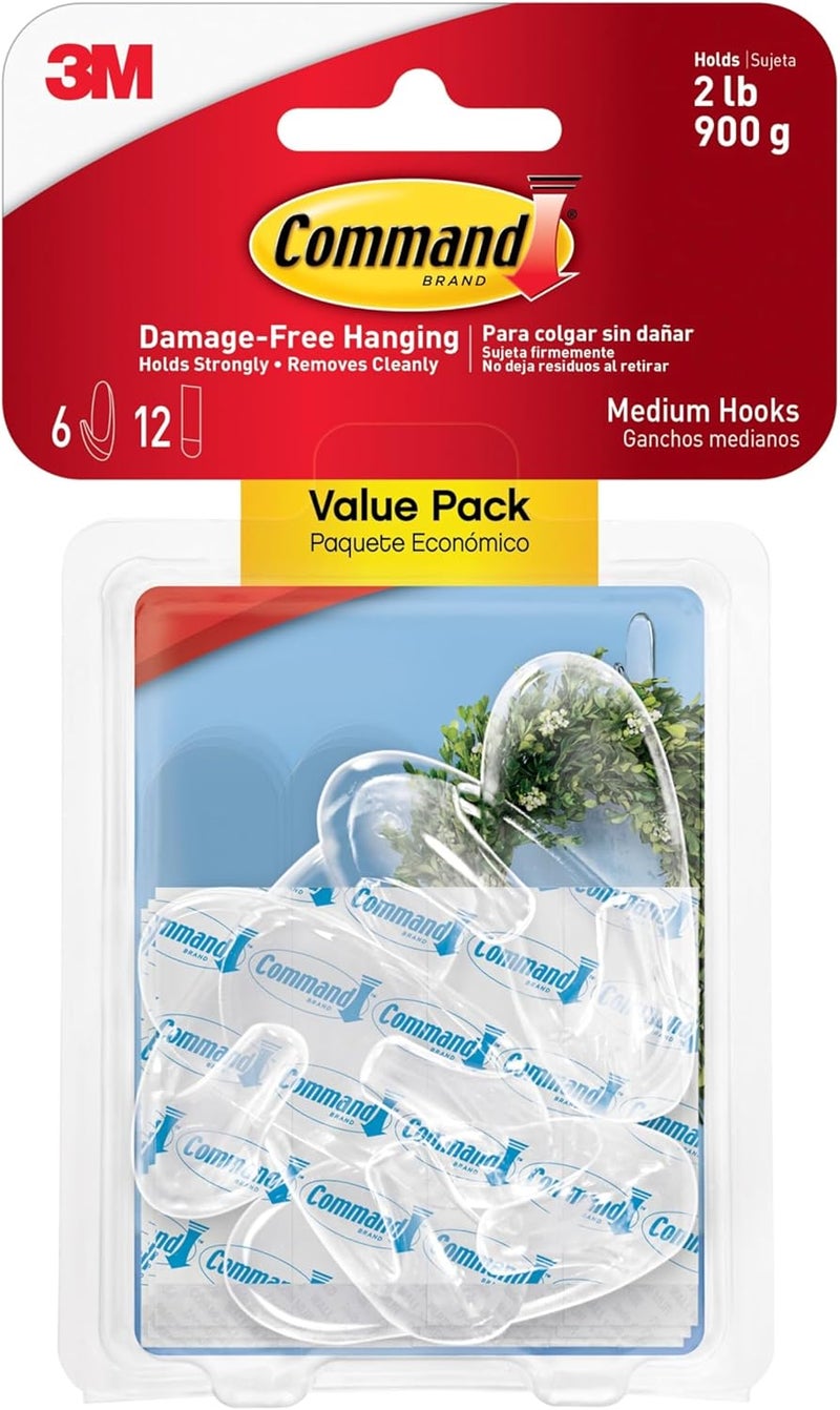 Command 17091CLRVP Medium, 6 Hooks, Clear - Image 1