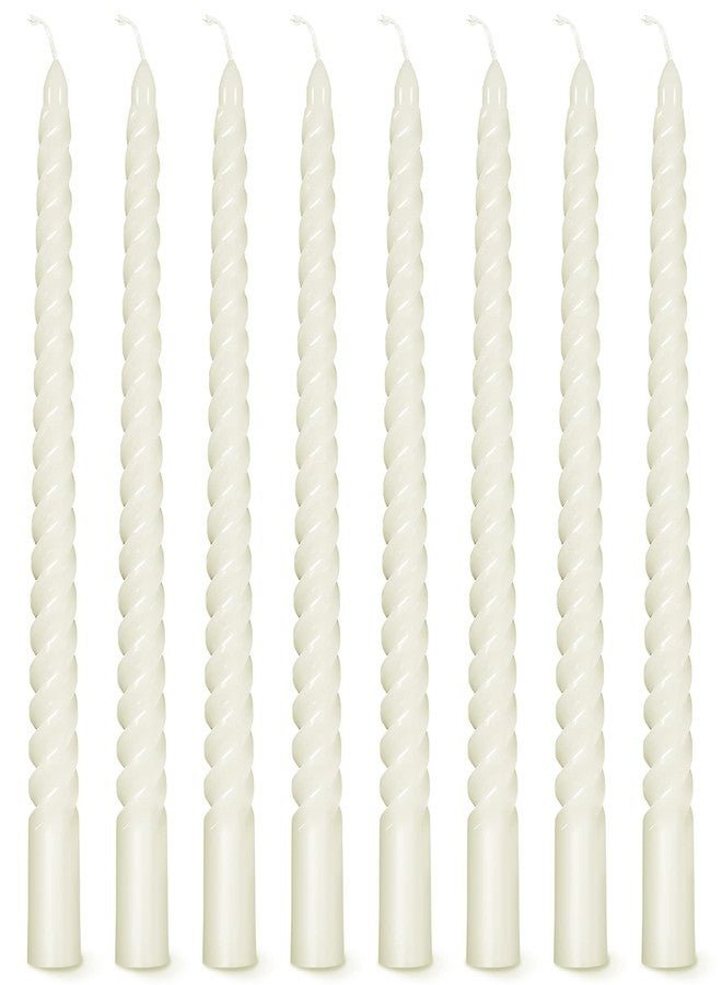 Tivcck Twist Taper Candles, 10Inch White Spiral Dripless Dinner Candles (8Pcs) - Image 1
