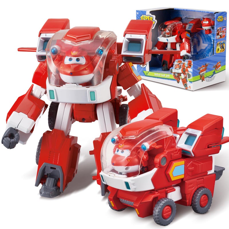 Super Wings Toys, 7 Inch Jett's Super Mecha Transforming Robot, Transforming from Toy Plane to Robot just 14 Steps, Action Figures Toy for Kids Ages 3 and Up, Gifts for Boys and Girls - Image 1