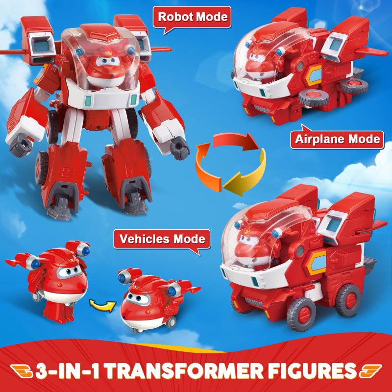 Super Wings Toys, 7 Inch Jett's Super Mecha Transforming Robot, Transforming from Toy Plane to Robot just 14 Steps, Action Figures Toy for Kids Ages 3 and Up, Gifts for Boys and Girls - Image 2