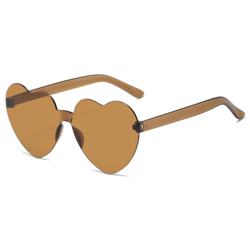 Generic Transparent Jelly Heart Sunglasses Unisex Tea 