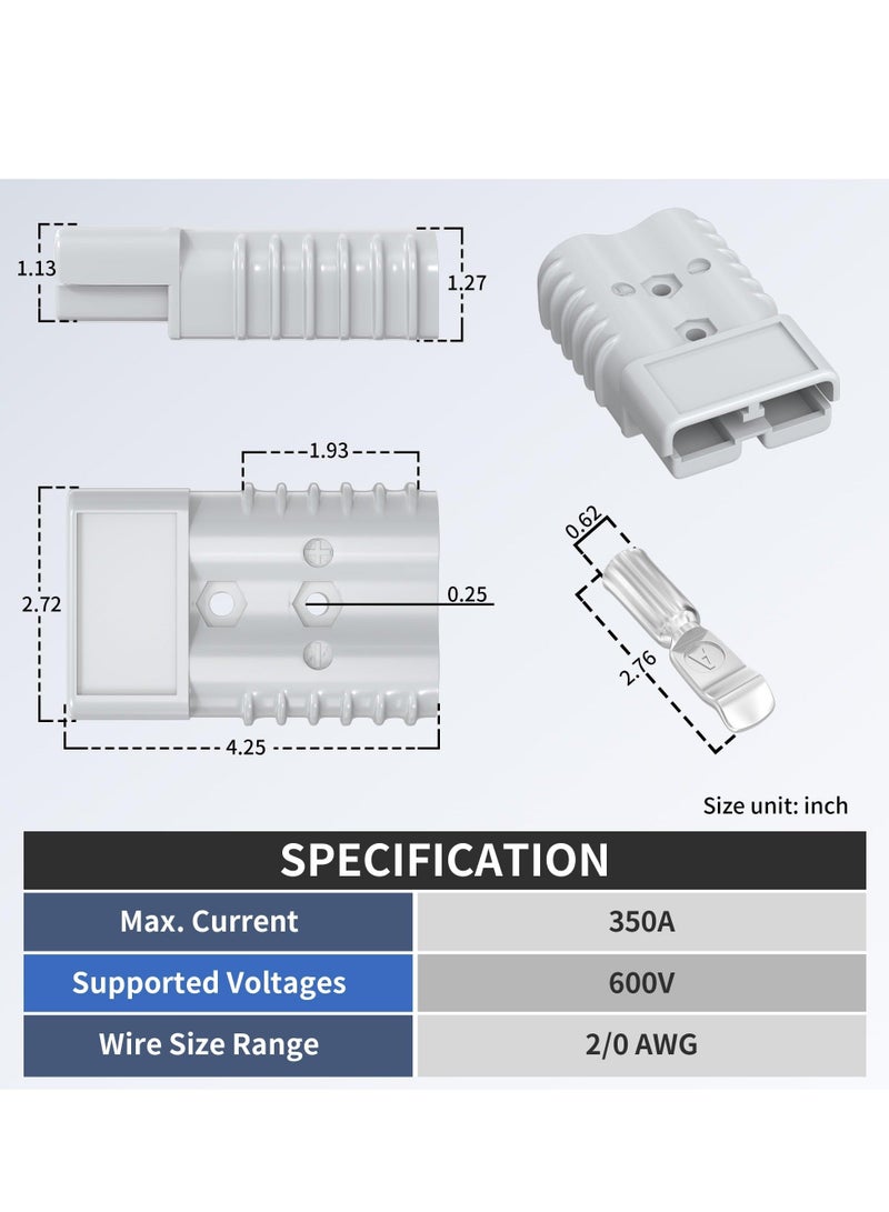 Generic 350 Amp Car Battery Cable Connector ,Battery Terminal Plug Kit ,2/0AWG Connectors Quick Connect for Winch Boat Forklift - 2PCS  - Image 4