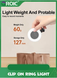 GROIC Clip on Ring Light, Selfie Light, LED Rechargeable Clip Fill Video Light Adjusted 3 Light Modes Selfie Ring Light for Phone, iPad, Camera, Laptop, 360° Rotation Phone Light for Selfie, Makeup  - Image 4