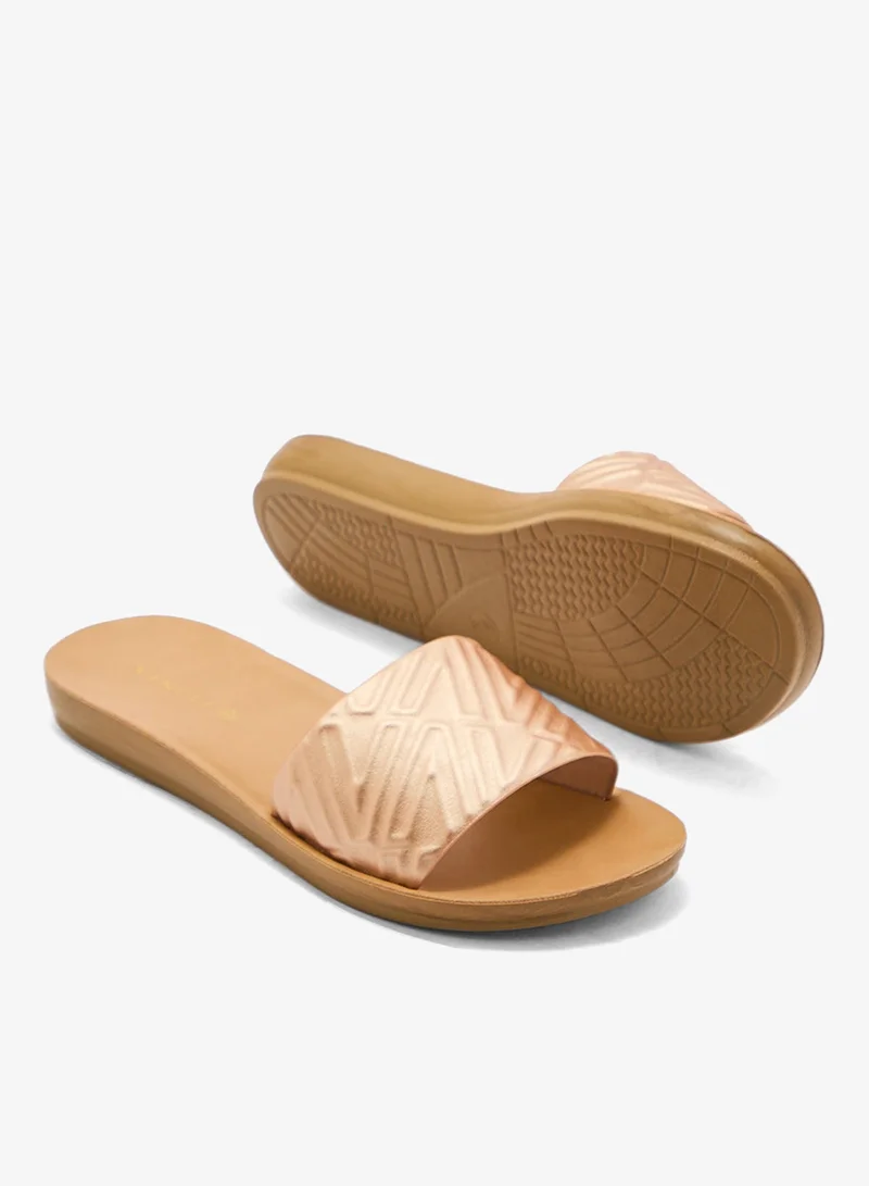 Vincci Gold Open Toe Flat Sandals for Women | Best Price UAE