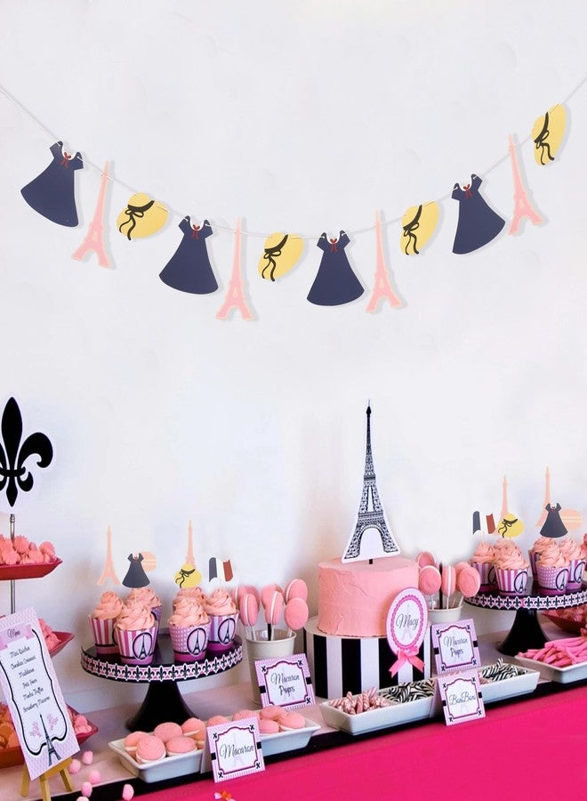 HIKLO Girl in Paris Banner - French Theme Birthday Party Decoration for Baby Girl, French Baby Shower Party Supplies, Eiffel Tower Garland Cake Smash Photo Props, French Birthday Garland - Image 1
