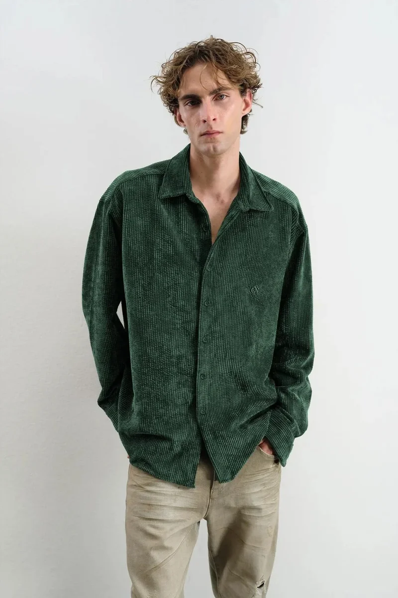 Giesto GIESTO Oversized Velvet Shirt