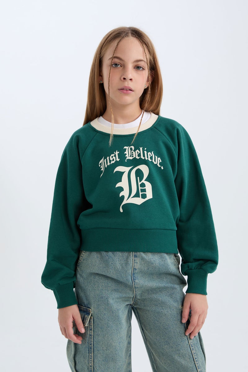 DeFacto Girl Relax Fit Printed Soft Furry Inside Sweatshirt - Image 1