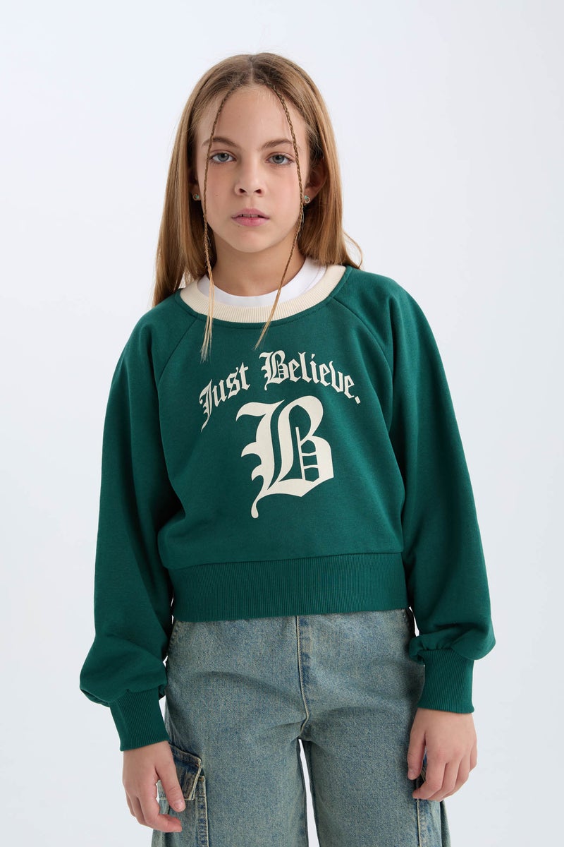 DeFacto Girl Relax Fit Printed Soft Furry Inside Sweatshirt - Image 5