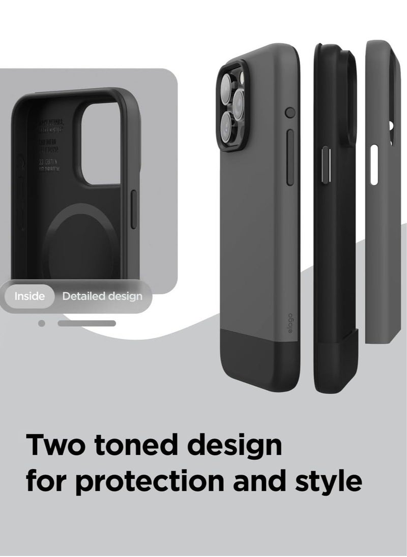 Elago Magnetic Glide for iPhone 15 Pro MAX with MagSafe Drop Protection Case Cover - Dark Gray Black  - Image 3