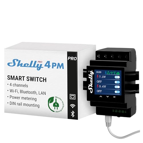 Shelly Pro 4PM | Wi-Fi & LAN, 4-Channel Smart Relay with Power Metering | Home Automation | Compatible with Alexa & Google Home | iOS Android App| Remote Appliances Control and Monitoring - Image 1