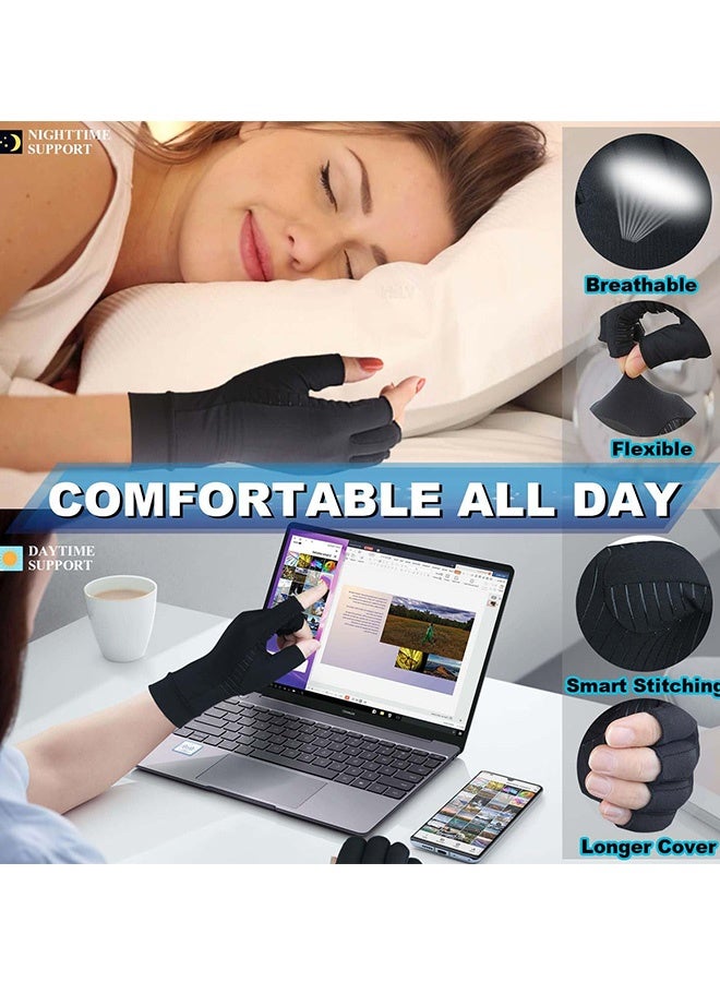 Fingerless Copper Compression Gloves Arthritis Pain Relief Hand Support Gloves for Men Women Carpal Tunnel Rheumatoid Tendonitis Relief Suitable for Daily Work Sports Rehabilitation Typing(Size L) - Image 4